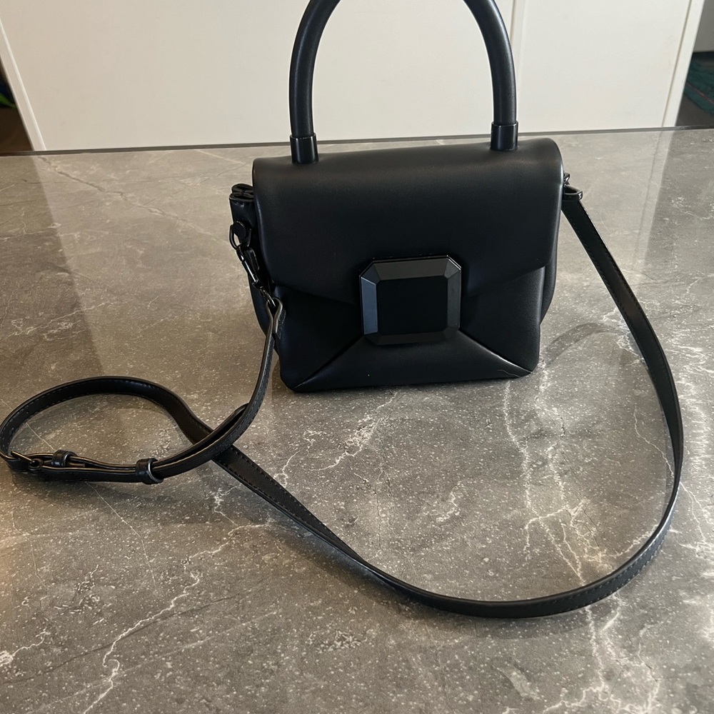 Charles & Keith Geometric Push-Lock Top Handle Bag - Black